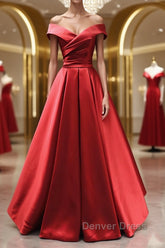 Off the Shoulder Red Long Prom Dresses, Red Off Shoulder Long Formal Evening Dresses
